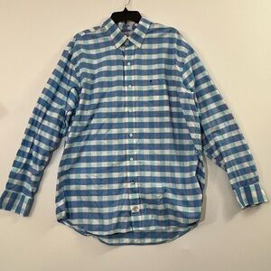 Izod Saltwater size XL Blue and White Checkered Men's Long Sleeve Shirt